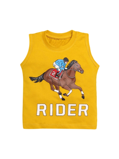 

Hopscotch Boys Yellow Printed Cotton Innerwear Vests
