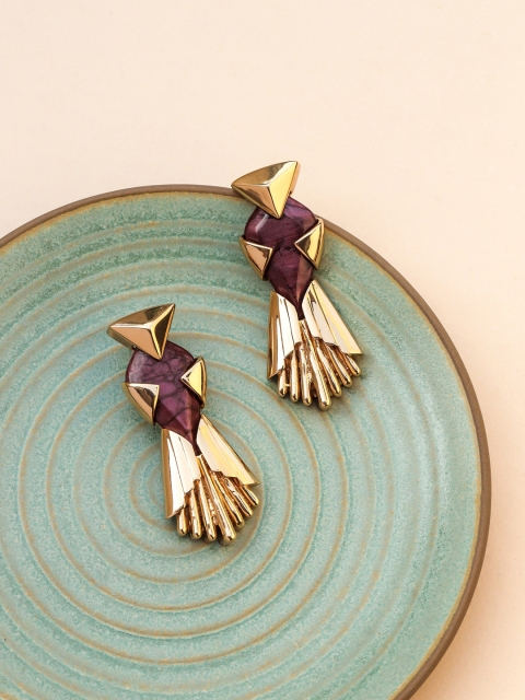 

shaze Gold-Toned Classic Drop Earrings