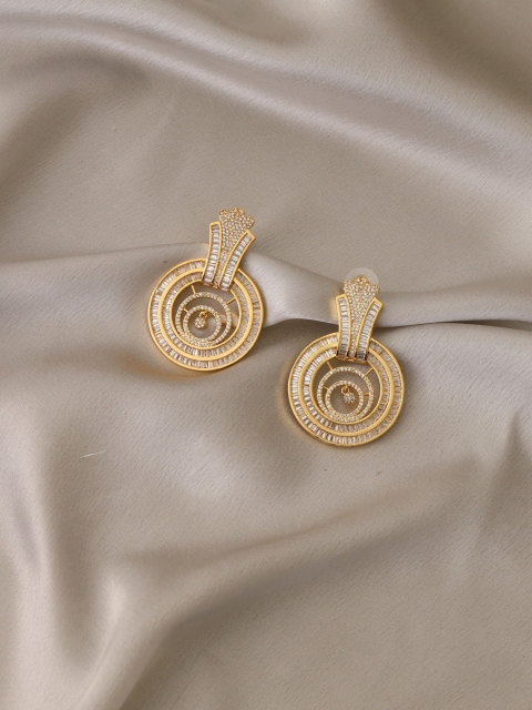 

shaze Gold Rhodium-Plated Cubic Zirconia Classic Drop Earrings