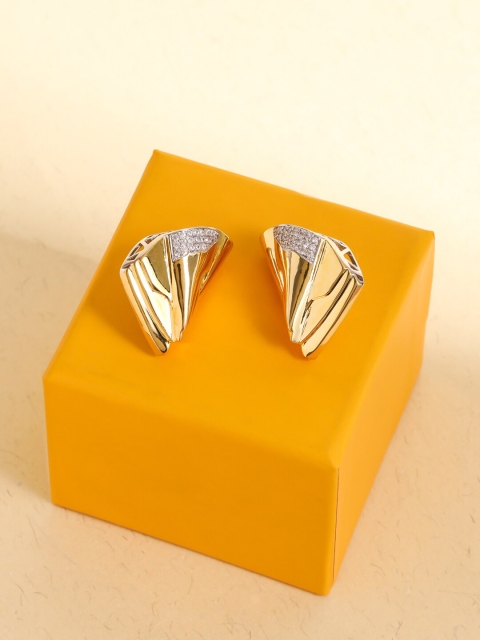 

shaze Women Gold-Toned Cubic Zirconia Studded Studs Earrings