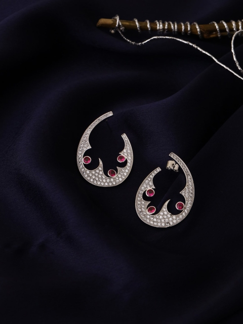 

shaze Silver-Toned Classic Half Hoop Earrings