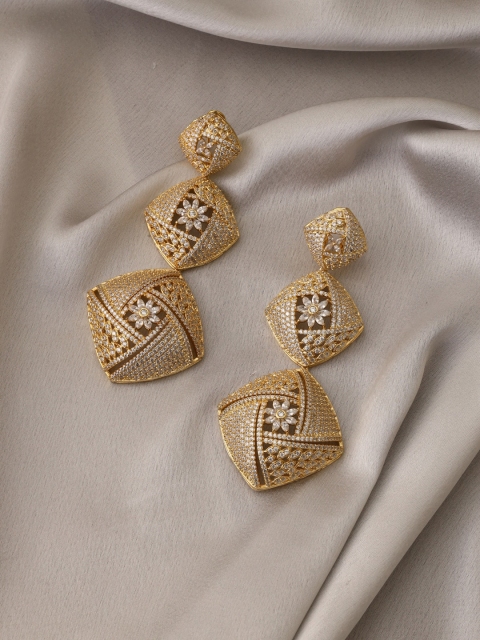 

shaze Gold-Toned Classic Drop Earrings