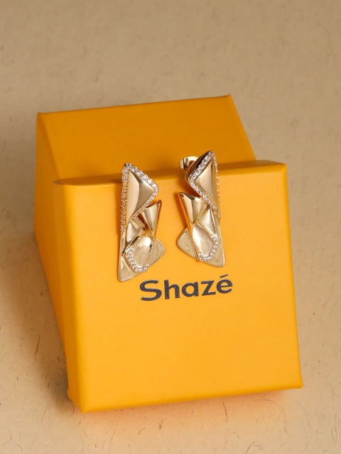 

shaze Women Gold-Toned Cubic Zirconia Studded Studs Earrings