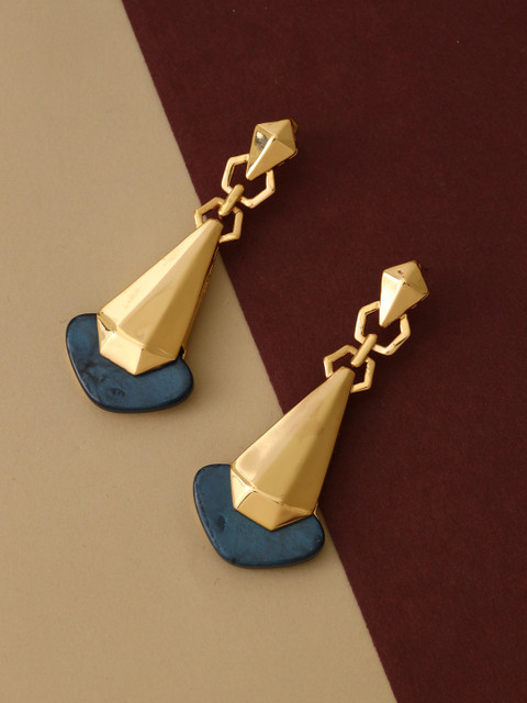 

shaze Gold-Toned Rhodium-Plated Classic Drop Earrings