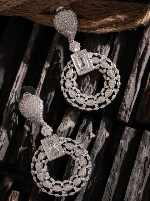 

shaze Silver-Toned Classic Drop Earrings