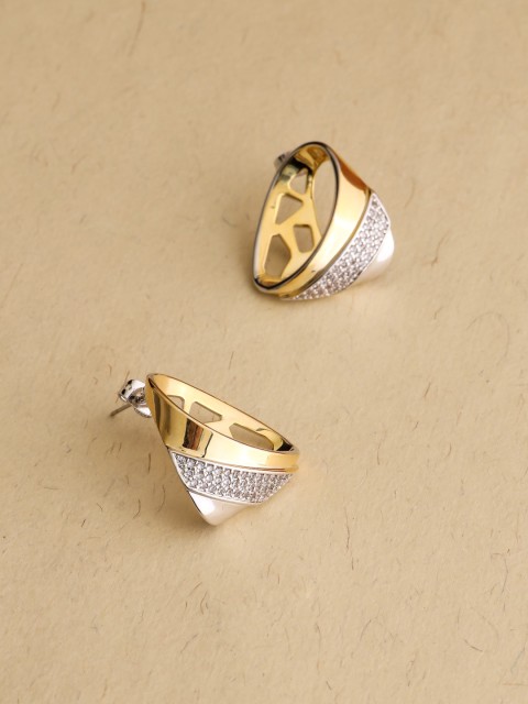

shaze Women Gold-Toned Cubic Zirconia Studded Studs Earrings