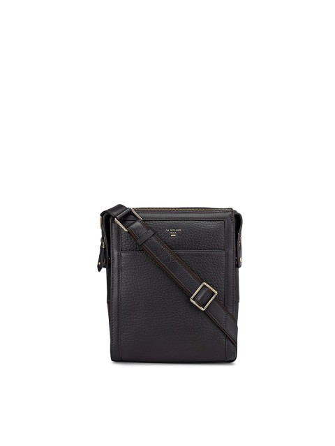 

Da Milano Men Brown Textured Leather Messenger Bag