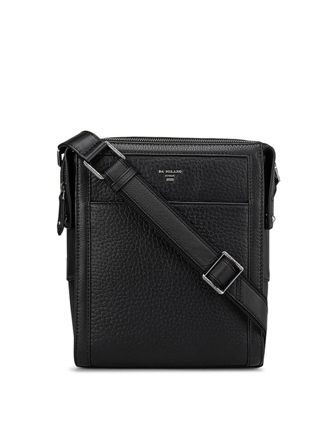 

Da Milano Men Black Textured Messenger Bag