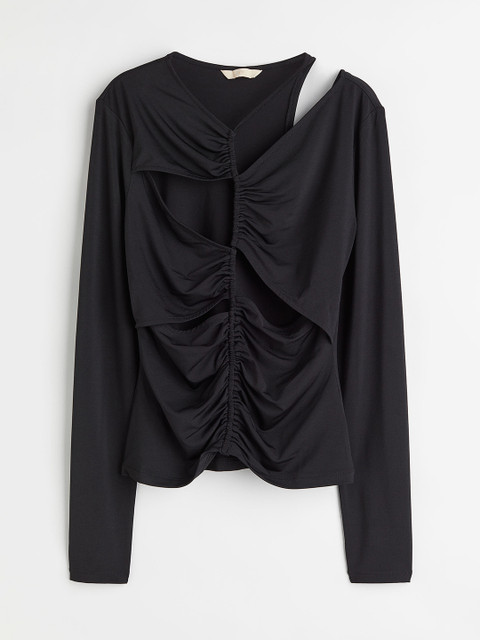 

H&M Women Black Cut-Out Top