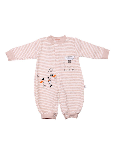 

Moms Home Infants Beige Stripped Rompers