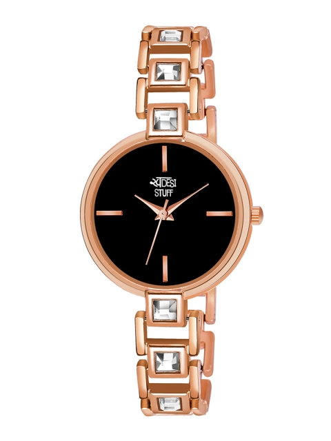 

SWADESI STUFF Women Rose Gold-Toned Embellished Dial & Rose Gold-Plated Bracelet Style Straps Analogue Watch