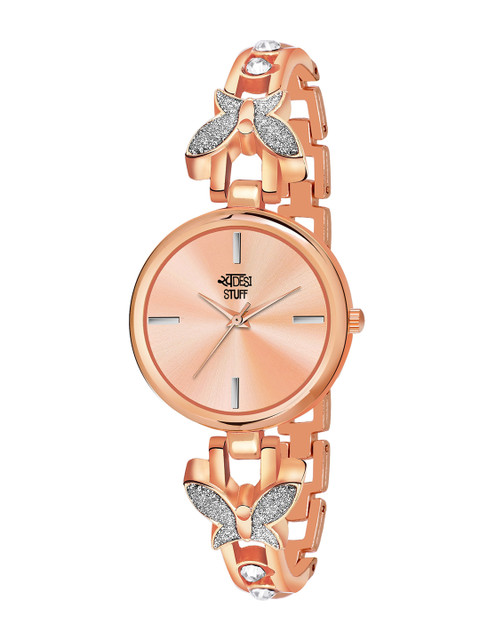 

SWADESI STUFF Women Rose Gold-Toned Dial & Bracelet Style Straps Analogue Watch TITON BUTTERFLY ROSE GOLD