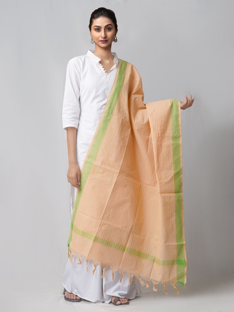 

Unnati Silks Brown & Green Woven Design Pure Cotton Dupatta