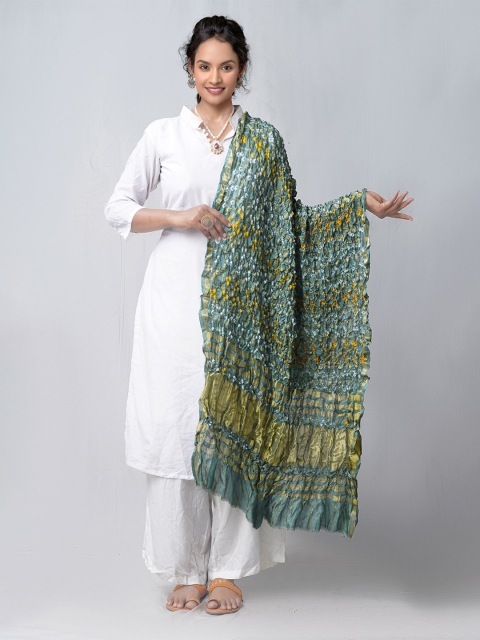 

Unnati Silks Women Grey & Brown Bandhani Dyed Pure Silk Dupatta