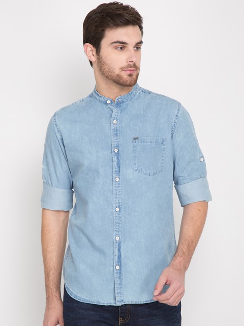 

LOCOMOTIVE Men Blue Slim Fit Faded Casual Shirt
