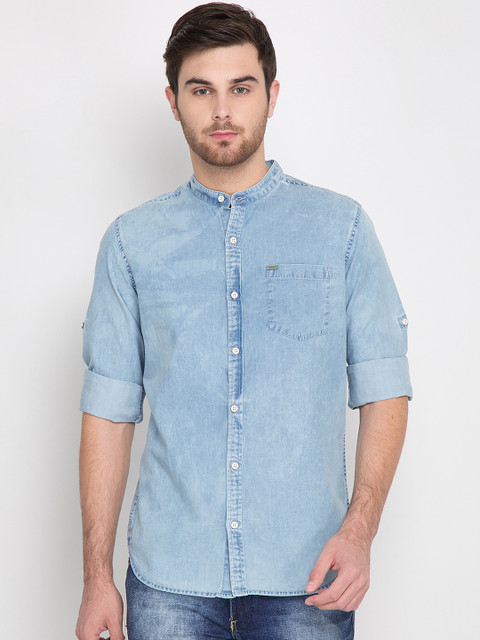 

LOCOMOTIVE Men Blue Slim Fit Faded Casual Shirt