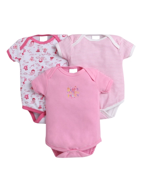 

Hopscotch Infant Girls Pack Of 3 Cotton Bodysuits, Pink