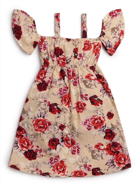 

Hopscotch Girls Beige & Red Floral Printed Playsuit