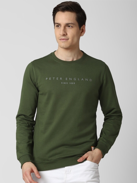 

Peter England Casuals Men Olive Green Printed Cotton Sweatshirt