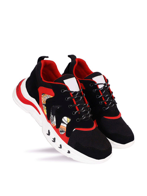 

WIN9 Men Red & Black Animated Mesh Walking Non-Marking Shoes