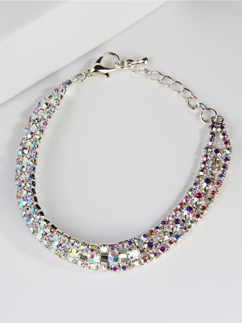 

Kazo Women Silver-Plated Embellished Chain Charm Bracelet