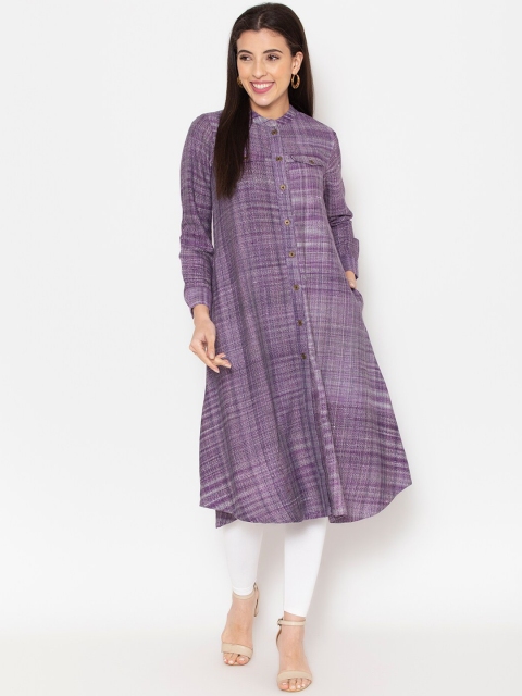 

Ekmatra Women Purple & White Pure Cotton Kurta