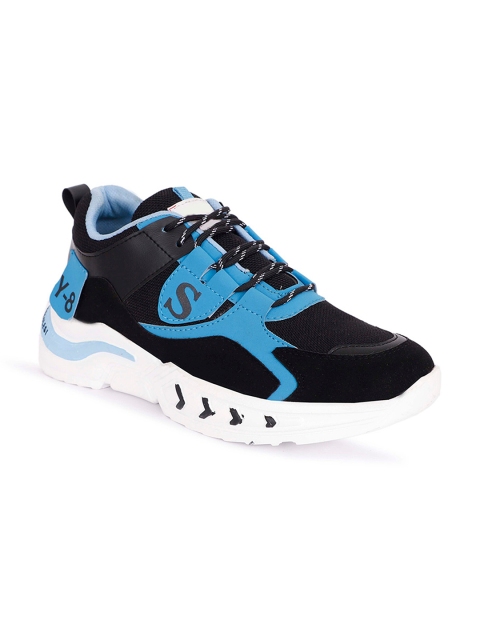 

WIN9 Men Black & Blue Mesh Walking Non-Marking Shoes