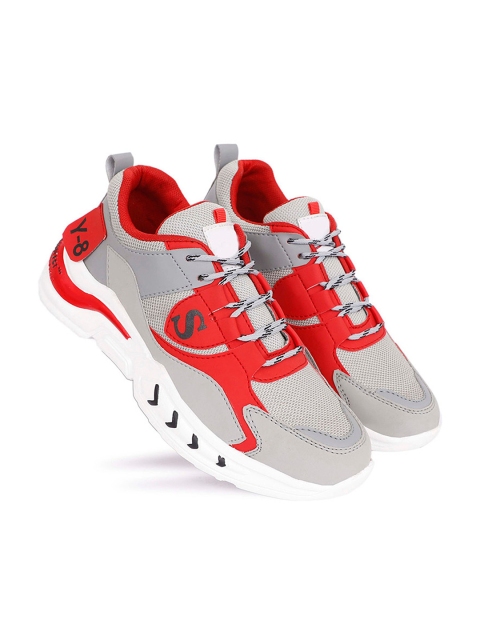 

WIN9 Men Grey & Red Mesh Walking Non-Marking Shoes