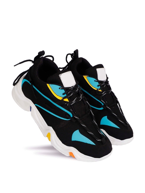 

WIN9 Men Black & Blue Mesh Walking Non-Marking Shoes