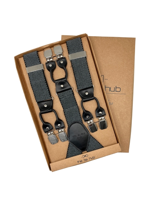 

The Tie Hub Men Black & White Pin Dot Suspenders