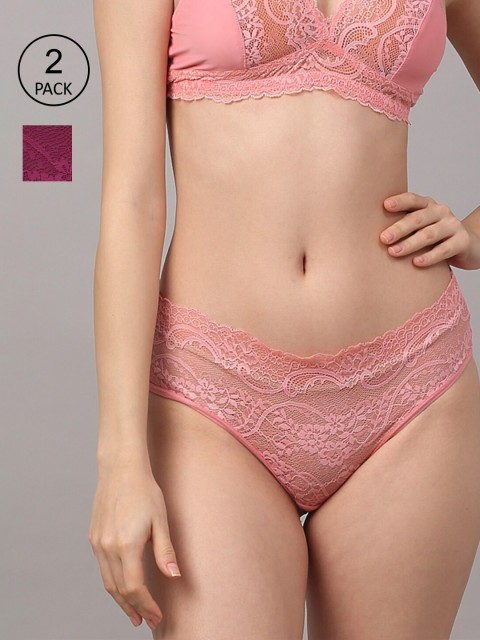 

EROTISSCH Women Pack Of 2 Assorted Lace Bikini Briefs