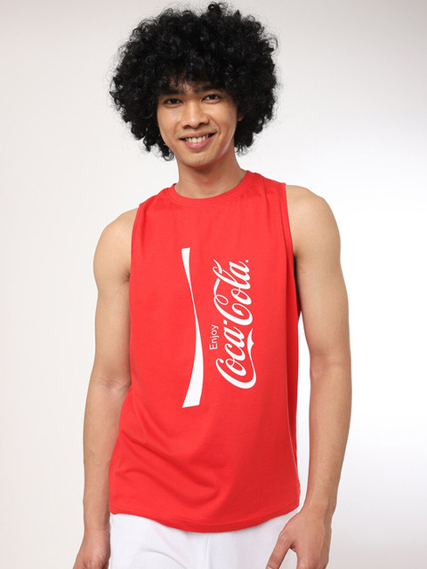 

Bewakoof Men Red & White Printed Pure Cotton Basic Innerwear Vest