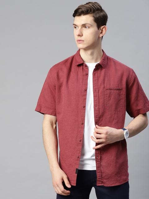 

Marks & Spencer Men Red Solid Casual Shirt