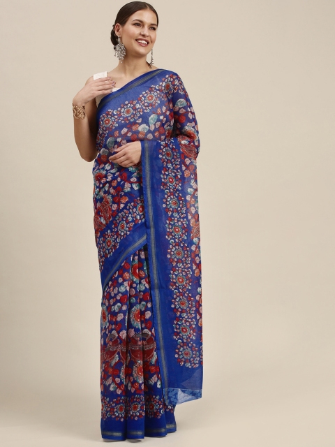 

SANGAM PRINTS Blue Ethnic Motifs Saree