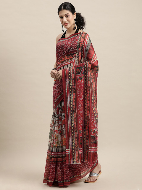 

SANGAM PRINTS Multicoloured Ethnic Motifs Saree, Multi