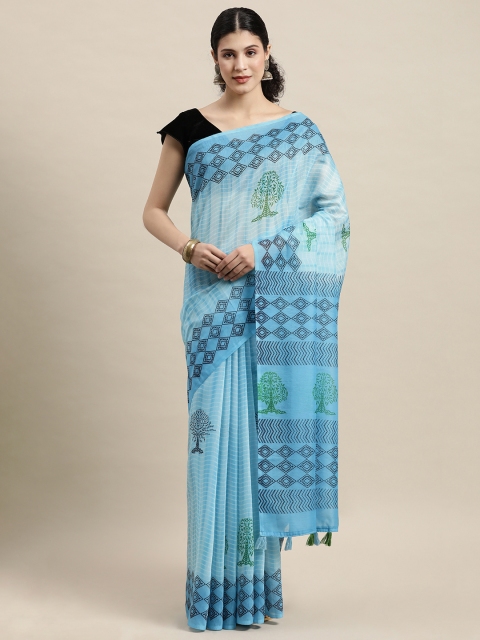 

SANGAM PRINTS Blue Ethnic Motifs Saree