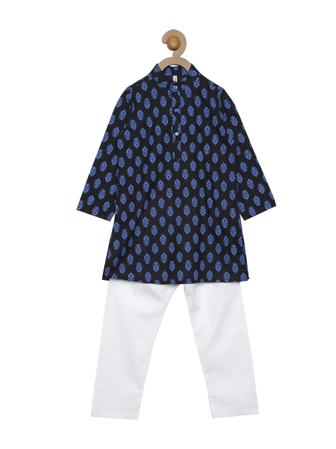 

Campana Boys Black & White Printed Kurta Pyjama Set
