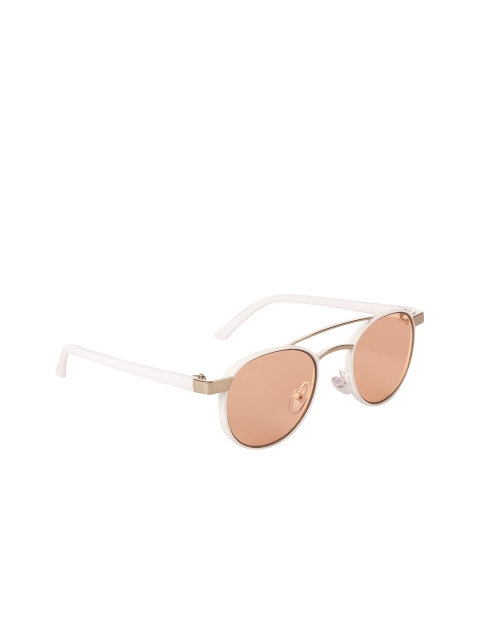

Voyage Unisex Brown Lens & White Round Sunglasses with UV Protected Lens