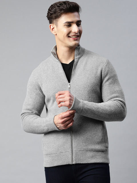 

Marks & Spencer Men Grey Self Striped Tailored Jacket