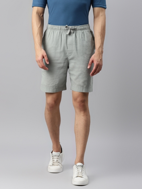 

Marks & Spencer Men Grey Solid Cotton Linen Shorts