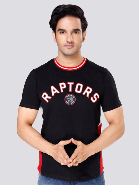 

NBA Men Black Typography Printed Sublimation Applique T-shirt