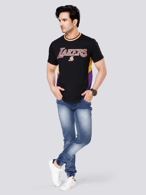 

NBA Men Black Printed Sublimation Pockets T-shirt