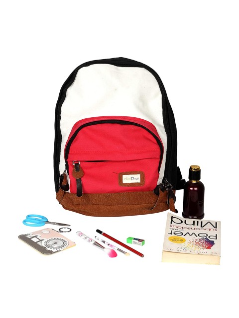 

Instabuyz Unisex Red & White Cotton Canvas Backpack