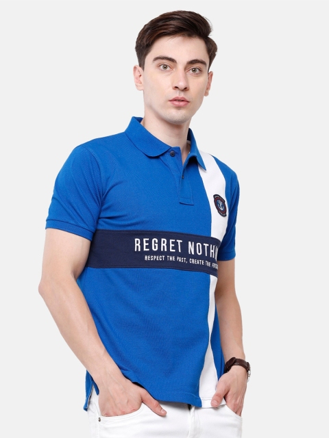 

Swiss Club Men Blue Polo Collar Slim Fit Cotton T-shirt