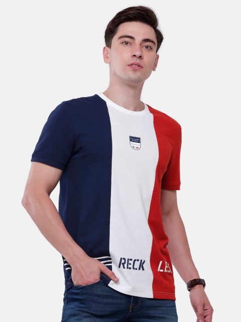 

Swiss Club Men Red Colourblocked Slim Fit Cotton T-shirt, Blue