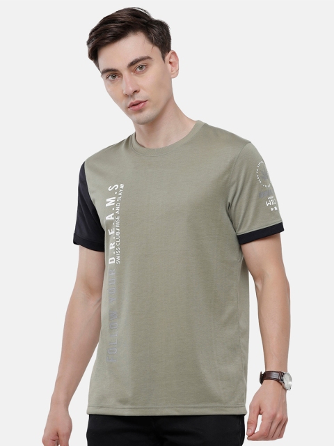 

Swiss Club Men Grey Typography Printed Slim Fit T-shirt