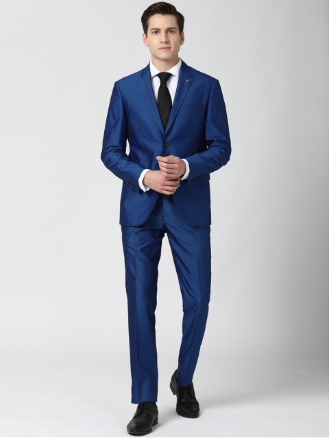 

Peter England Elite Men Blue Solid Slim Fit Formal Two Piece Set