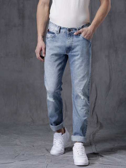 

WROGN Blue Slim Fit Mid Rise Low Distress Jeans