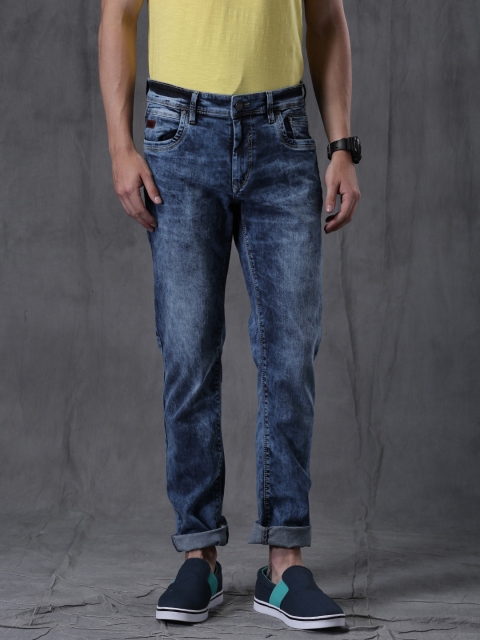 

WROGN Men Blue Slim Fit Acid Wash Stretchable Jeans