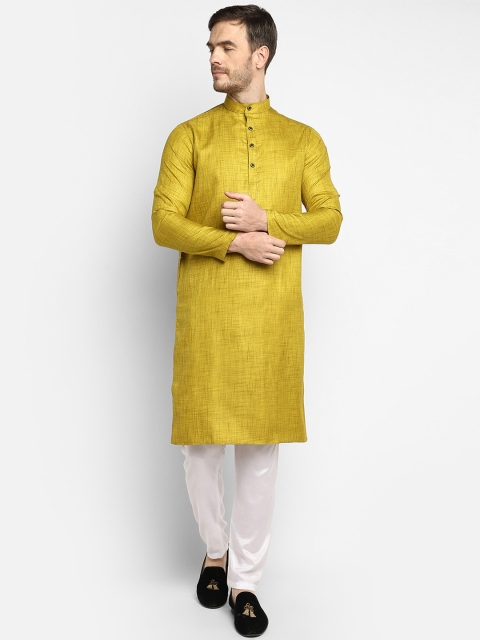 

DEVOILER Men Mustard Yellow Kurta